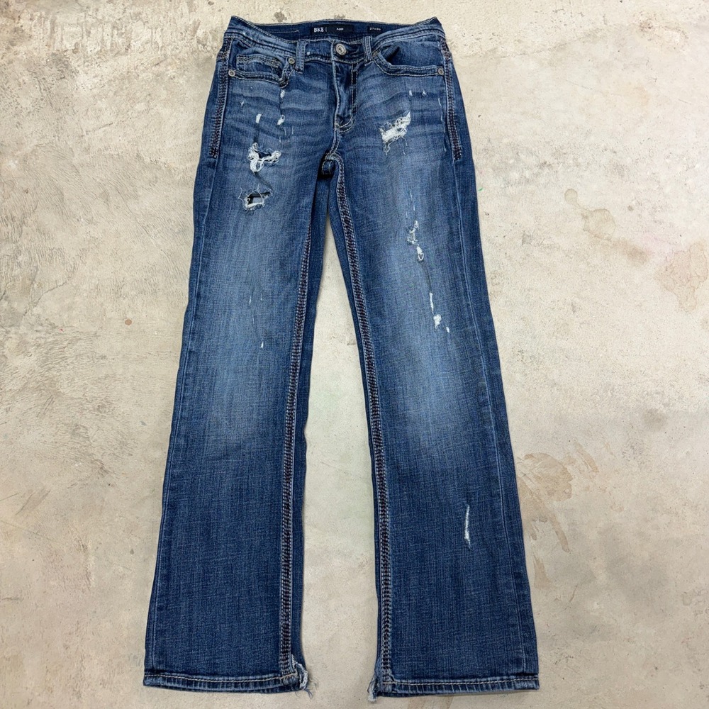 BKE Aiden Jeans Distressed Bootcut Medium Wash Denim Size 27x30‎